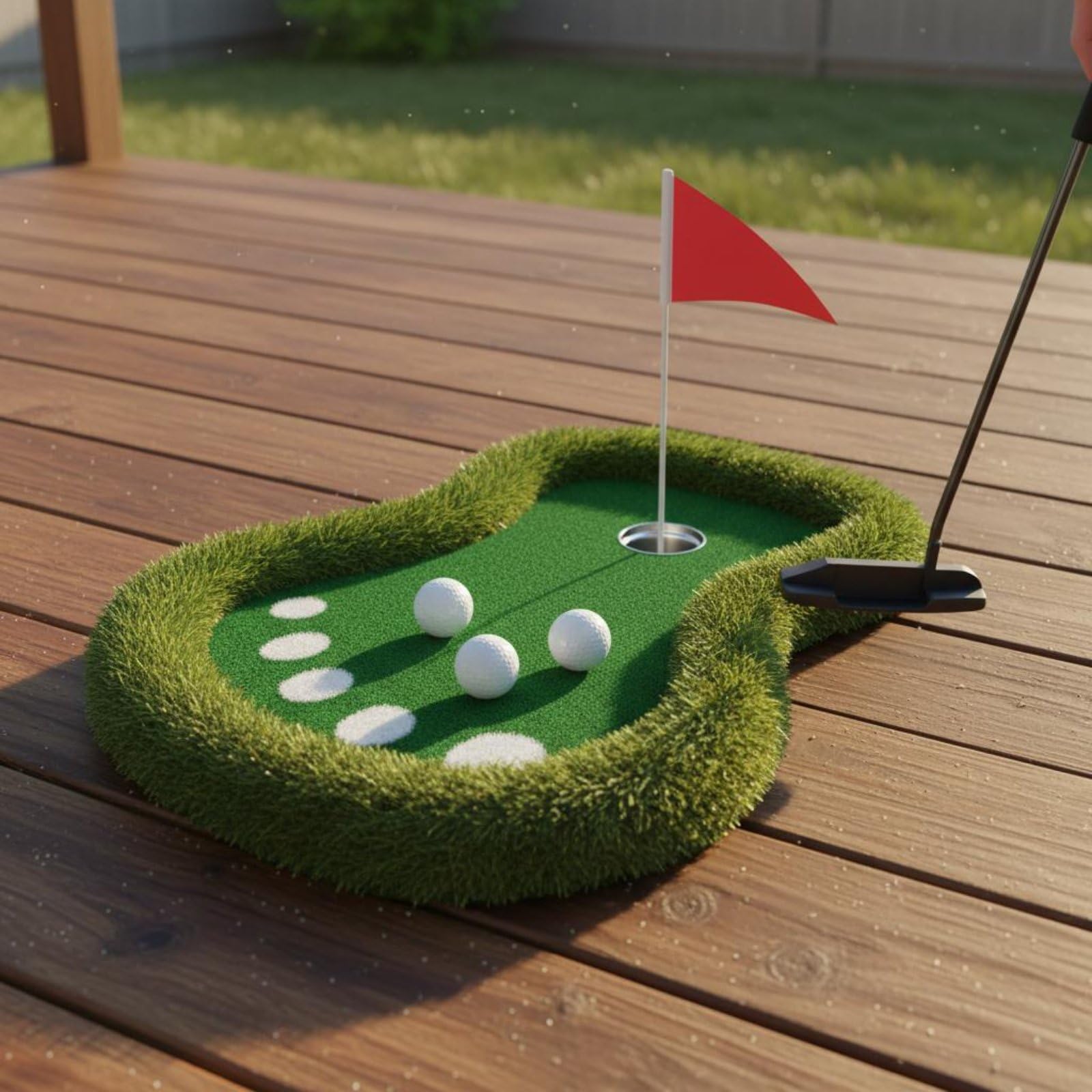 Flotante Set de Putting Acuático Alfombra Flotante Tapete de Práctica de Putt con Superficie Tipo Hierba de Material Césped, Rojo, Style to 2