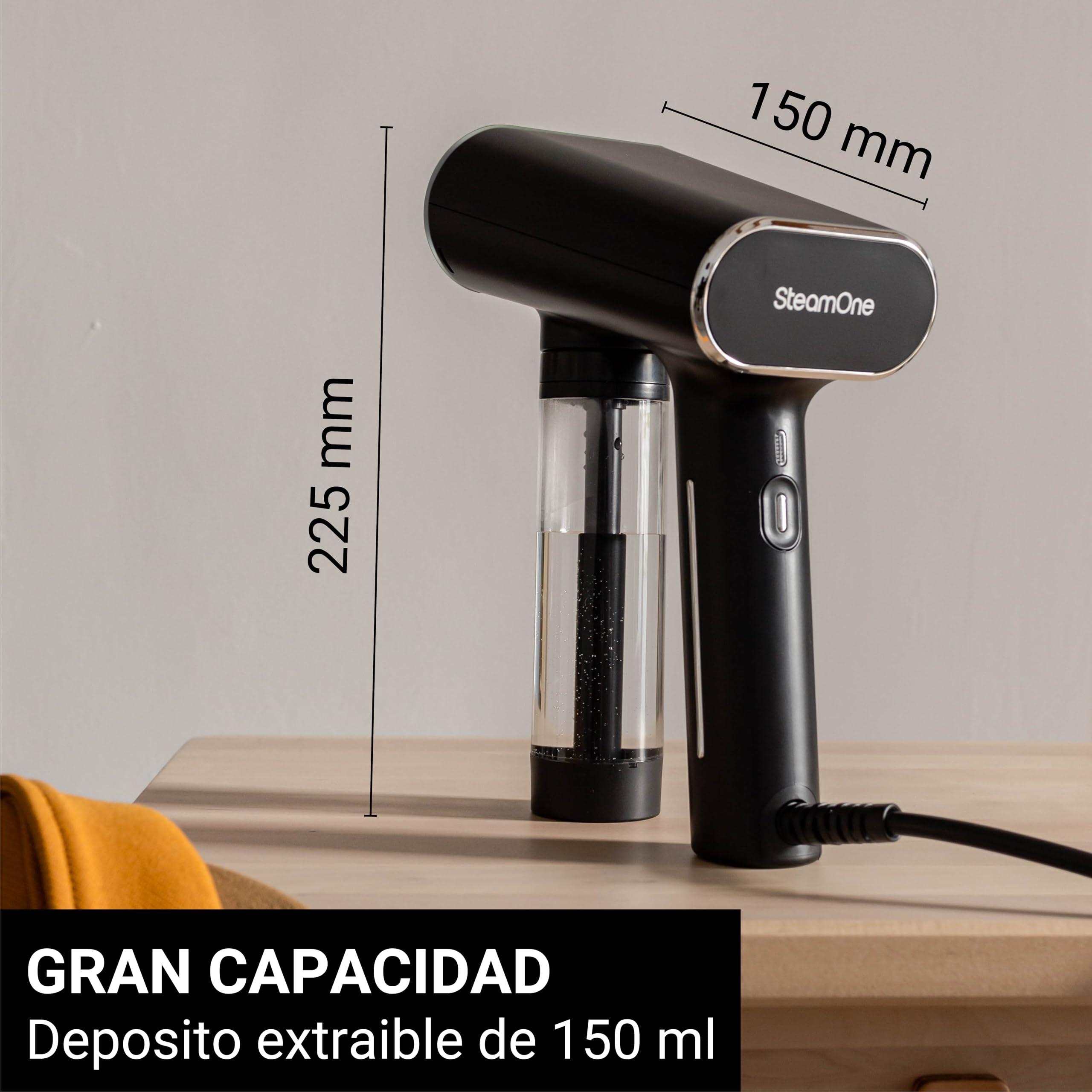SteamOne Karl 2 Vaporizador Portátil Steamer Negro 2000W - 150ml | Vaporizador Portátil Karl 2, 2000W, Depósito 150ml, Suela Cerámica, Listo en 30s, 2 Modos, EUNS150BV2