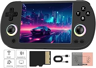 Whatsko RG40XX H Consola de Juegos Portátil,Joysticks Duales con Iluminación RGB 4 Pulgadas con Pantalla IPS,Soporta 5G WiFi Bluetooth 4.2 y Salida HDMI TV,Tarjeta 64G con 5500+ Juegos(Negro)