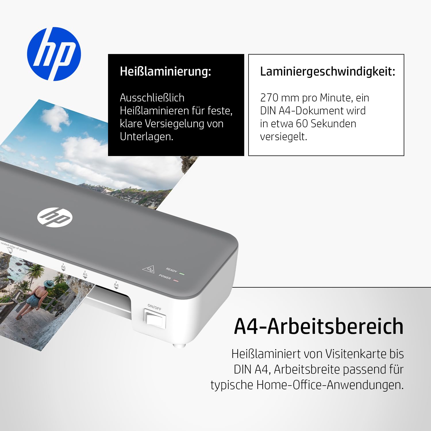 Plastificadora HP OneLam 270 Gris - Marca: HP - EAN: 4030152953226
