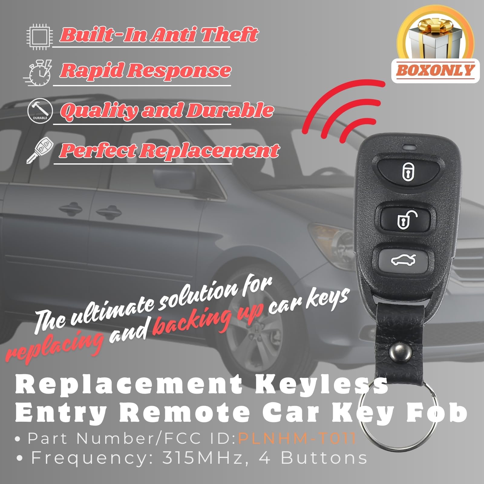 Telecomando di ricambio per chiave auto, 3 + 1 pulsante, PLNHM-T011, 315 MHz, compatibile con Kia Sorento 2007-2010, Rondo 2007-2010, ricambio per Smart Fob di prossimità