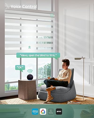 Miniatura 126 de Persianas de cebra motorizadas Yoolax compatibles con Alexa, persianas motorizadas con control remoto, persianas eléctricas inteligentes automáticas