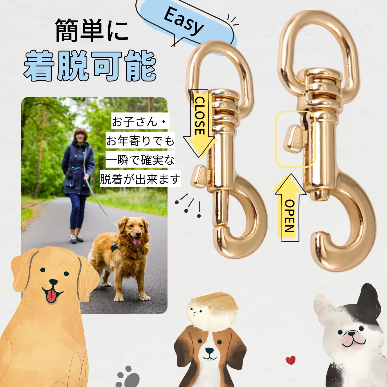 Amazon | [シャンディニー] 犬 リードフック 金具 首輪 バックル