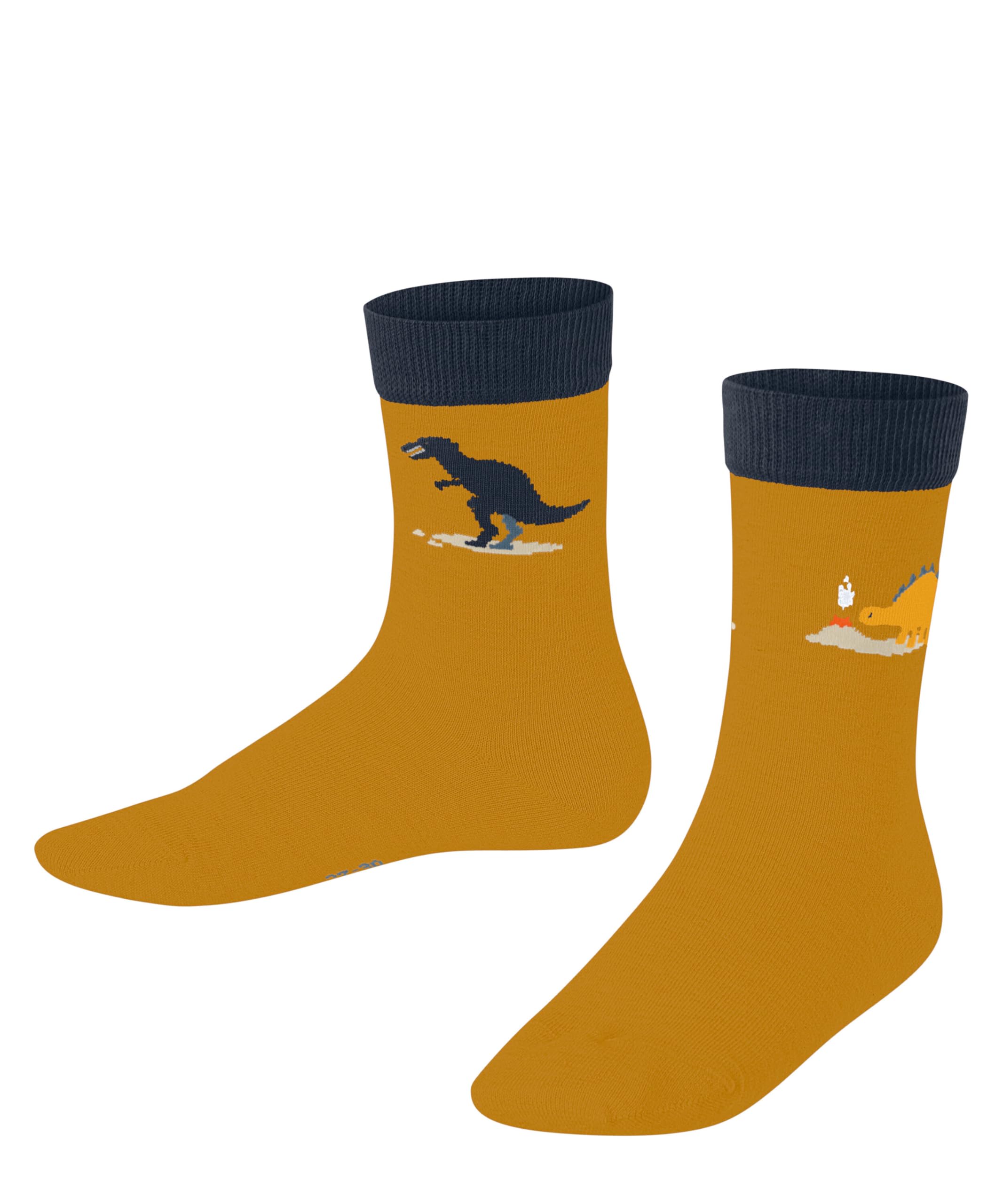 FALKE Unisex Kids Dinosaurs K So Cotton Patterned Socks 1 Pair, Yellow Curcuma 1853, 6-8.5