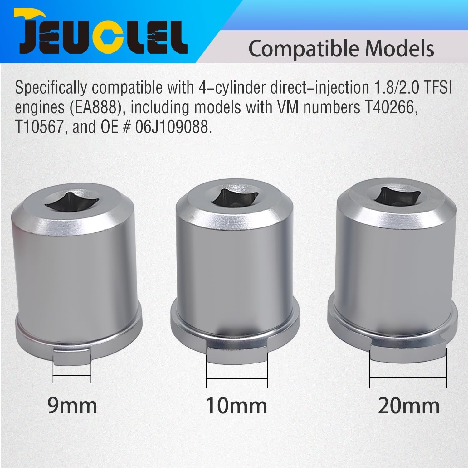 3PCS Camshaft Adapter Socket Set, Camshaft Turning Tool Compatible with VW/Audi 4-Cyinder Direct Injection 1.8/2.0 TFSI Engine (EA888), VM Number T40266 T10567 Replace OE# 06J109088