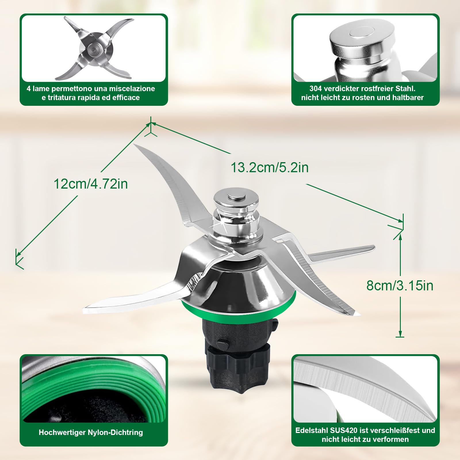 Set lame in acciaio inossidabile SUS420 per Vorwerk Therмоmix Bimby TM5 TM6 TM7 Accessori Therмоmix Cucina Processore TM5 TM6 TM7 Coltelli di ricambio Accessori Vorwerk Therмоmix
