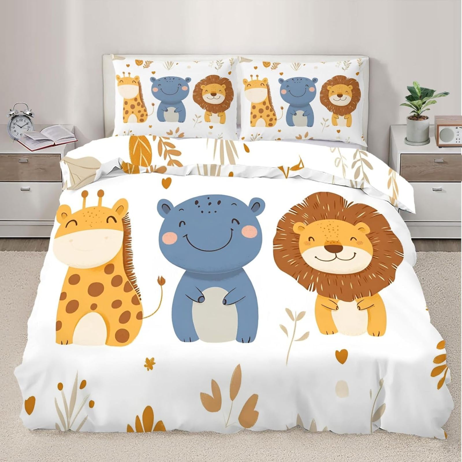 Housse de couette 240x260 mignon animaux pour une chambre d'adulte douce et chaleureuse.