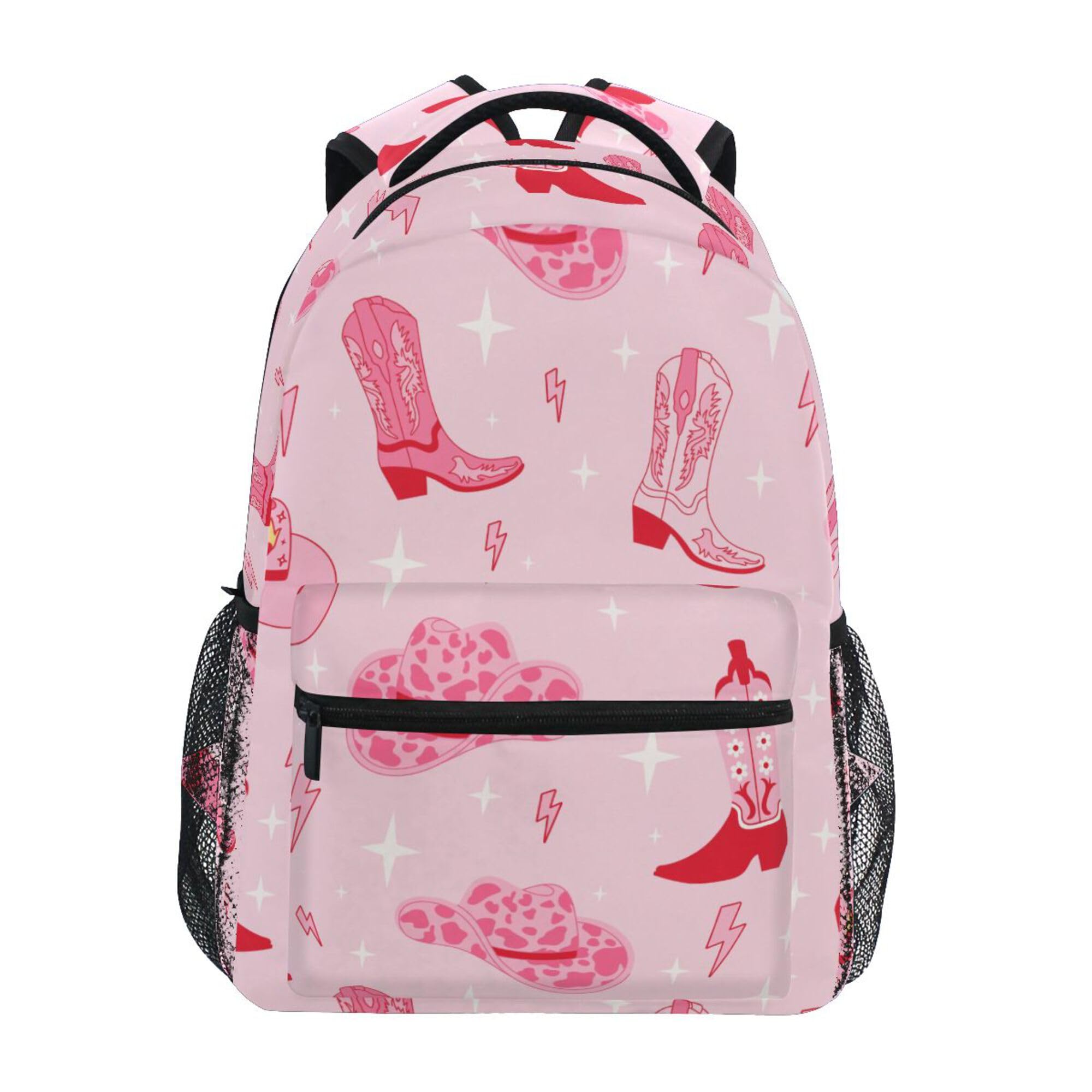 Fisyme Pink Western Cowgirl Boots Laptop Backpack Bag Bookbag Casual Travel Hiking Computer Notebooks Daypacks