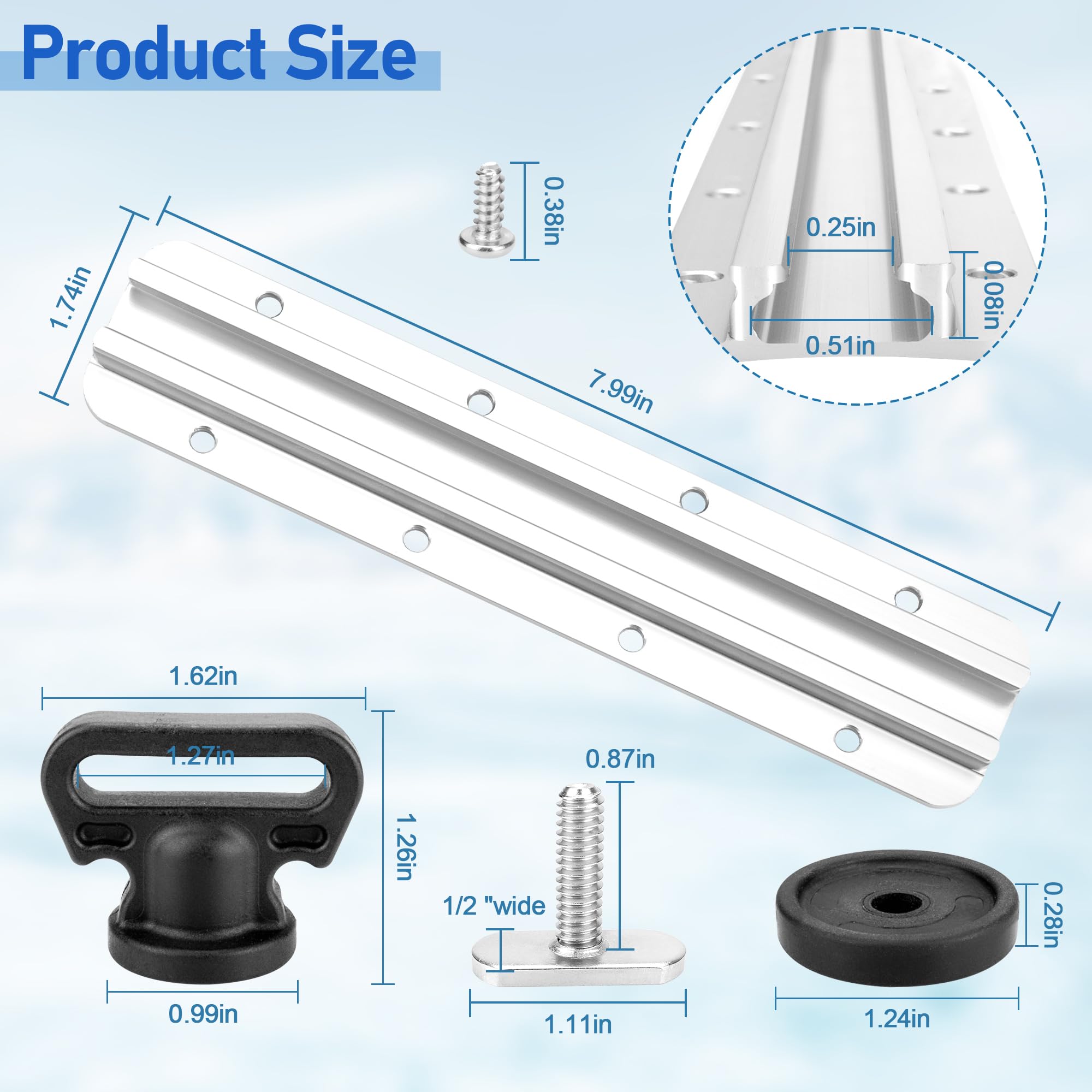 GYPNS Kayak Tie Downs Track Kit-for Kayak Accessories Replacement, 8