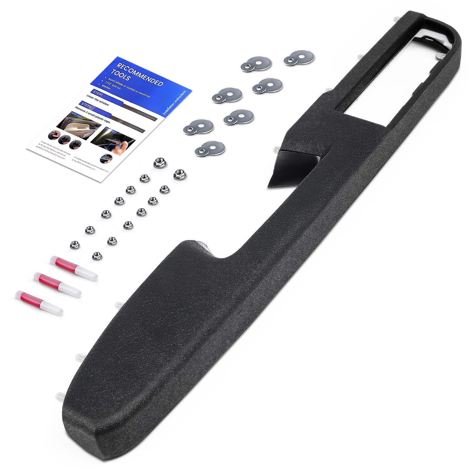 80994 Front Left Driver Side Armrest Repair Kit Fit for Chevy Silverado Suburban Tahoe Avalanche For GMC Sierra Yukon 2010-2014 Door Panel with Release Handle Above Armrest 27In - Black - GM# 84127280