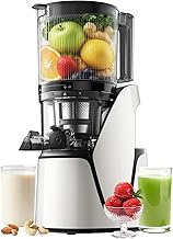 EanOruus Juicer Machines, 3-in-1 Cold Press Juicer with 6.5" Extra Large Chute, 100oz Large Capacity, AC Motor, Makes Juice, Nut Milk & Sorbet, Bright White