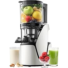 Juicer Machines, 3-in-1 Cold Press Juicer with 6.5" Extra Large Chute, 100oz Large Capacity, AC Motor, Makes Juice, Nut Milk &amp; Sorbet, Bright White