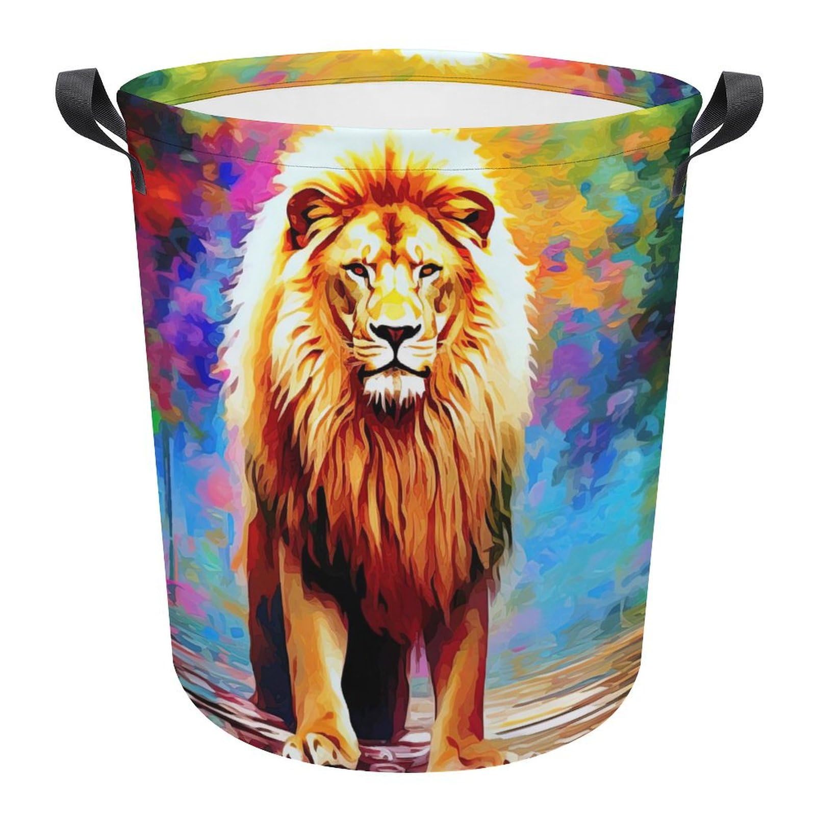 Cesta para la colada redonda de animales salvajes y cubo de ropa sucia moderno 34x42cm