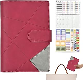 Desafios Poupança com Envelopes - Fichário Poupança - Pasta dinheiro com 6 anéis folha solta com fivela magnética para orçamento e economia dinheiro Novent