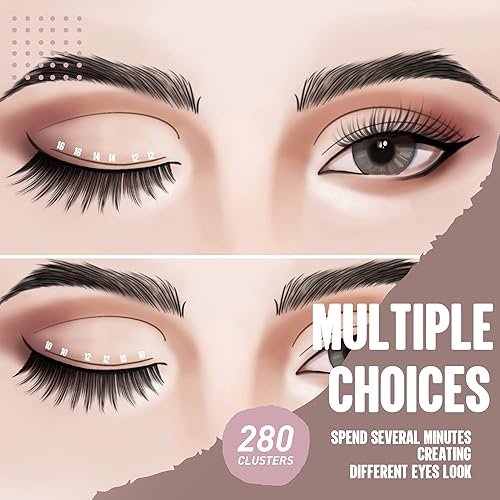 Miniatura 6 de Cutebe 280 racimos de pestañas individuales, 0.003 in, mezcla de rizos D 30D+40D, extensión de pestañas de aspecto natural, banda fina,