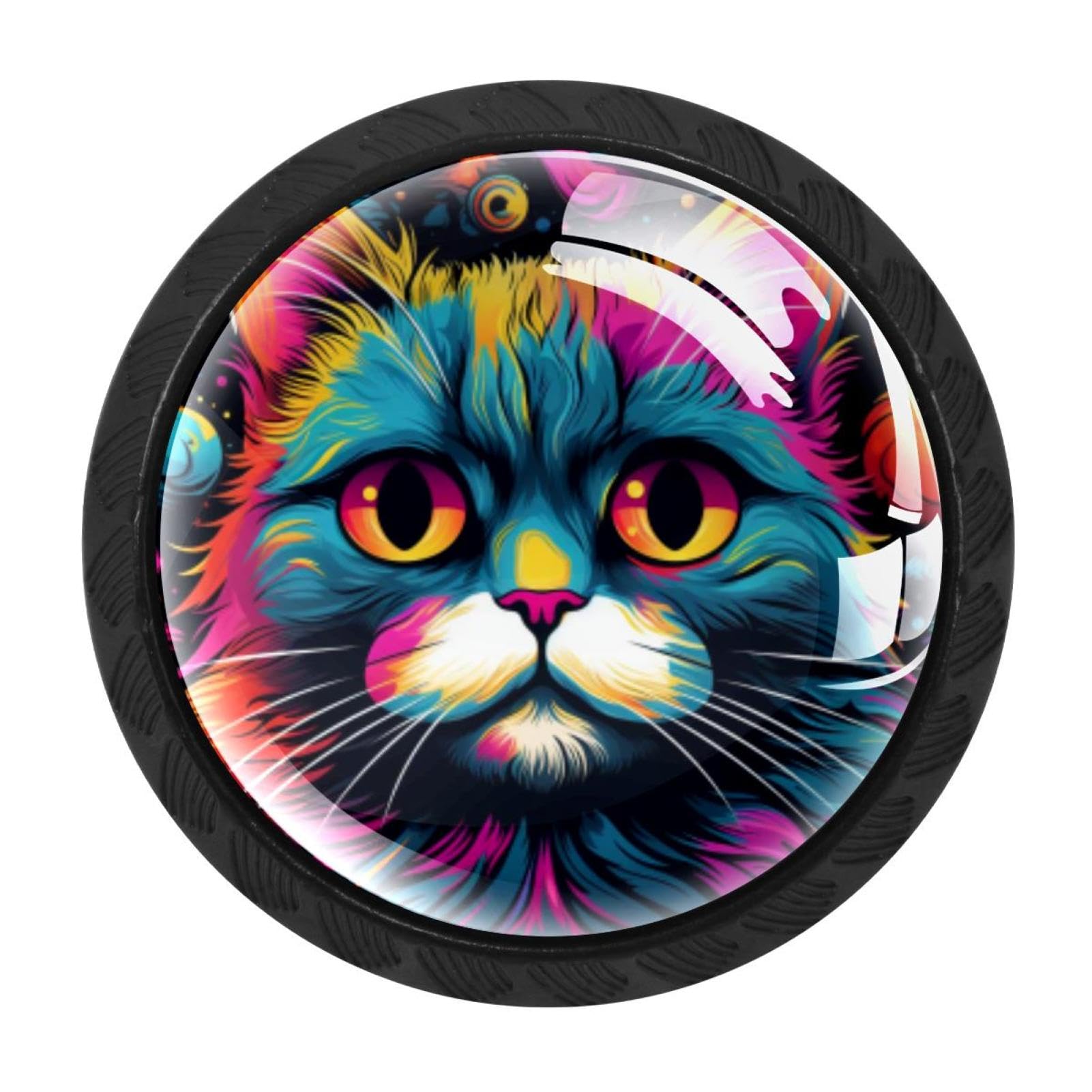 Chenzzzz Multicolored 05 4 Pieces Cat Drawer Knobs, 35Mm Black Cabinet Knobs, Drawer Pulls And Knobs, Dresser Drawer Knobs, Cabinet Hardware Kitchen Cabinet Knobs
