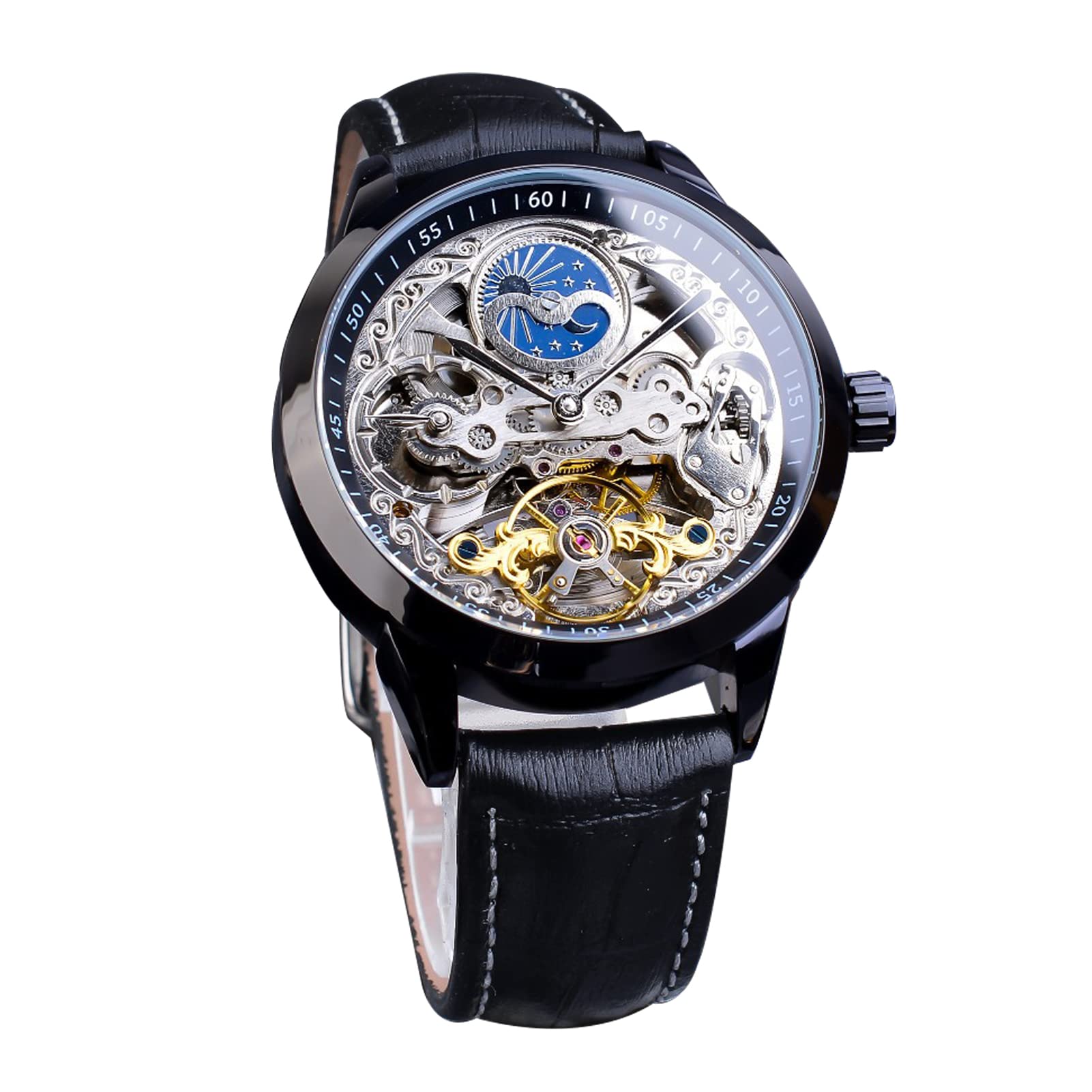 FORSINING FORSINING Montre Tourbillon Automatique de Luxe pour Homme avec Cadran Blanc et Bracelet en Acier Inoxydable Doré
