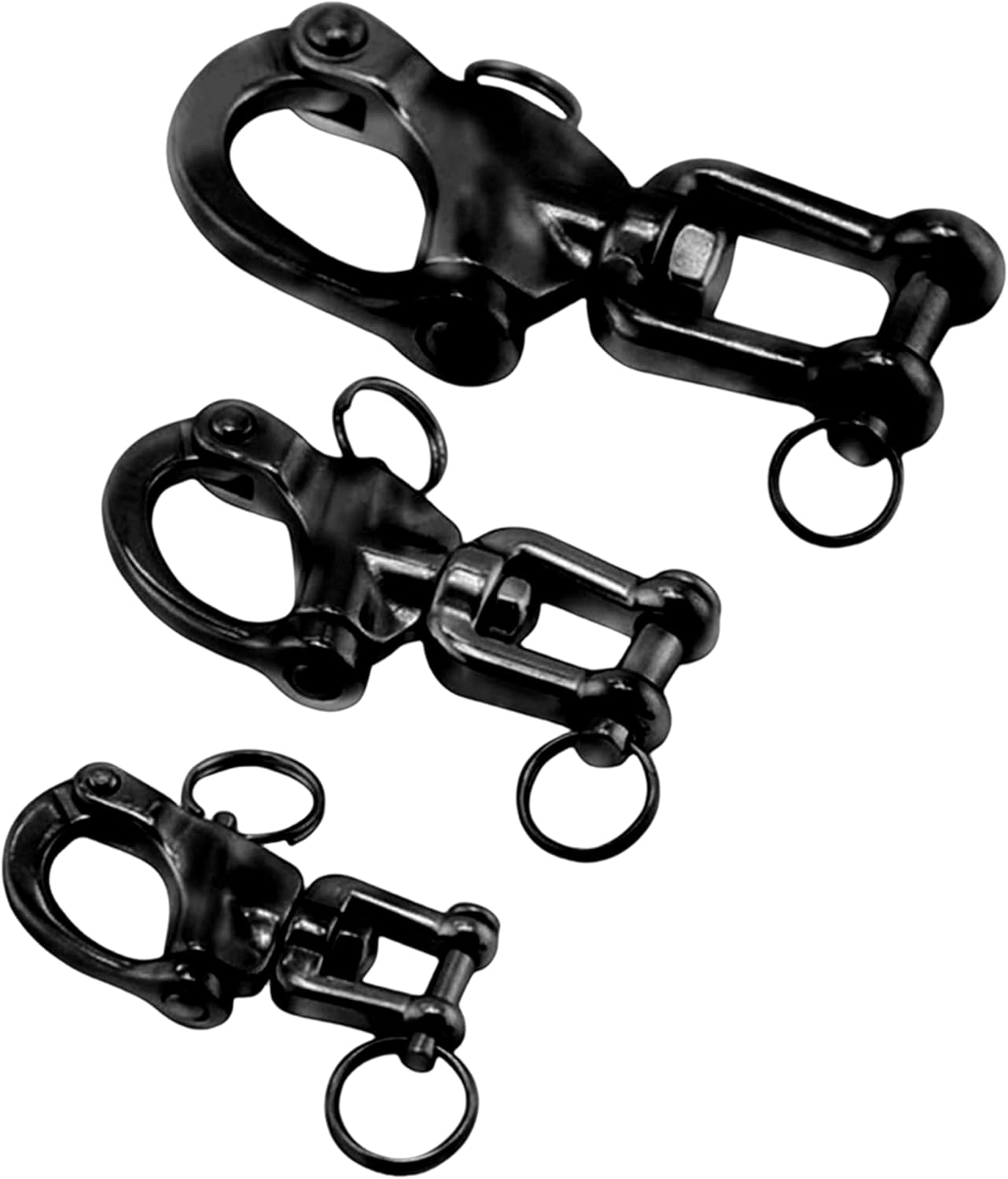 NRC&XRC Pair of Jaw Swivel Snap Shackle 316 Stainless Steel for Sailboat Spinnaker Halyard &Diving-Black - Image 6