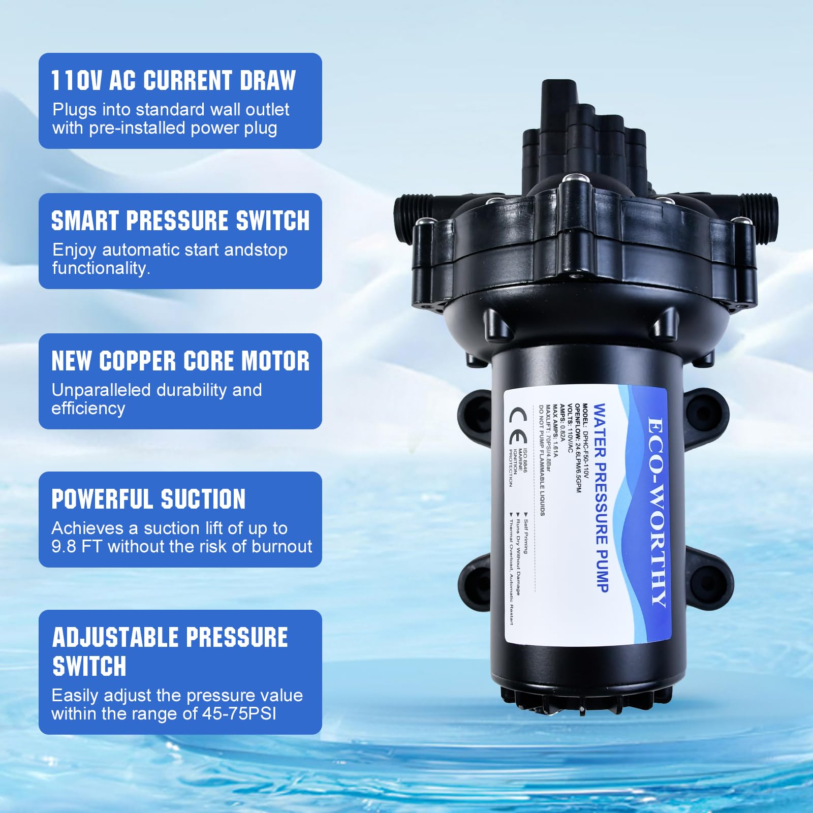 Pompe de transfert d'eau de 5,5 GPM - 110 V CA