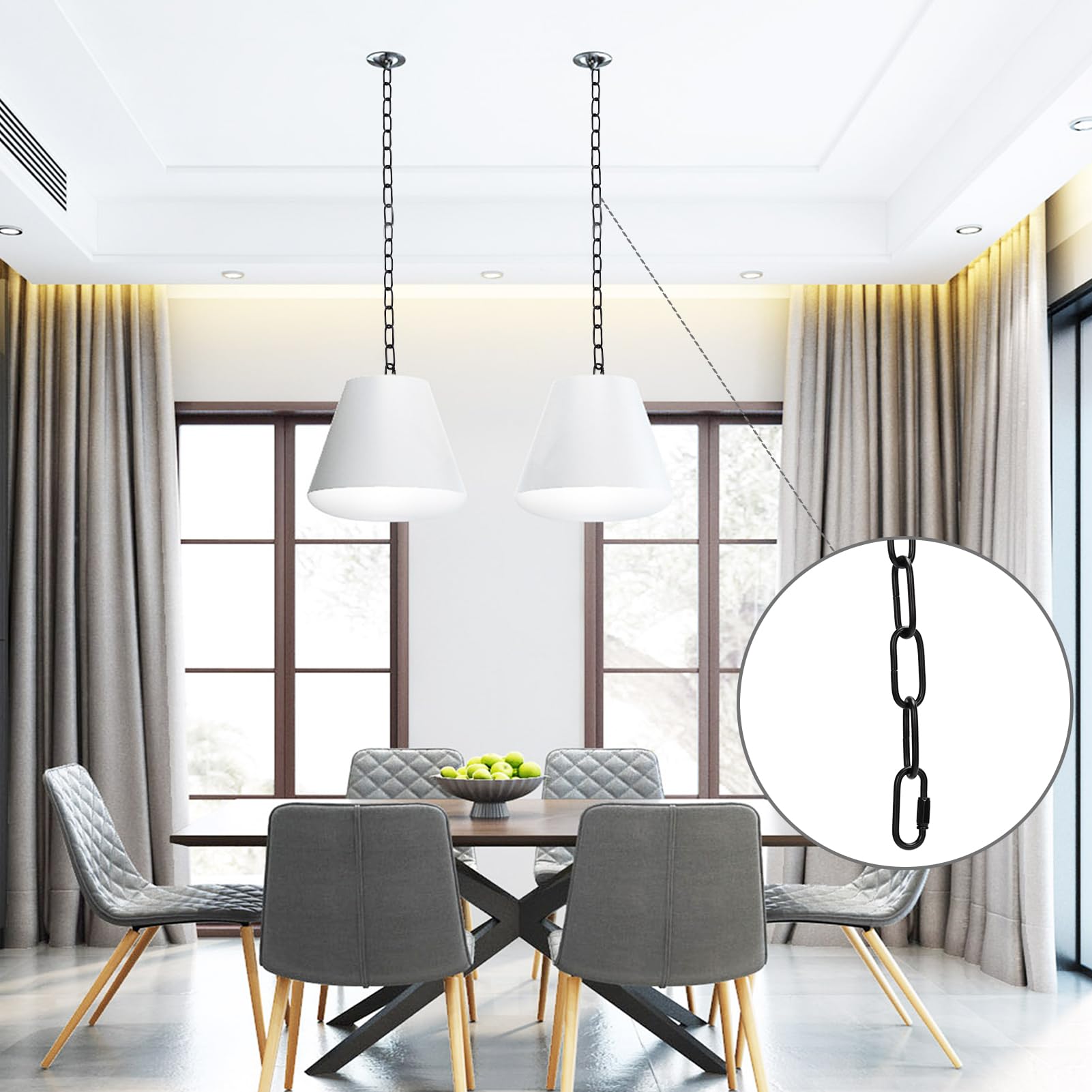 Chandelier Chain 6/10/15 Feet SANGLE SOPFFY Light Fixture Chain for Chandelier or Swag Light Fixtures,Lighting Chain Extension with Link Locks, Plant Hanging Chain(Black, 10 Feet) — Amazon image 4