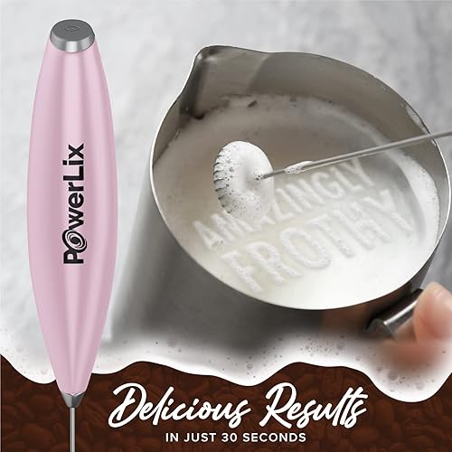 Miniatura 5 de PowerLix Espumador de leche de mano con pilas para café, café con leche, capuchino, chocolate caliente, mini bebida duradera.