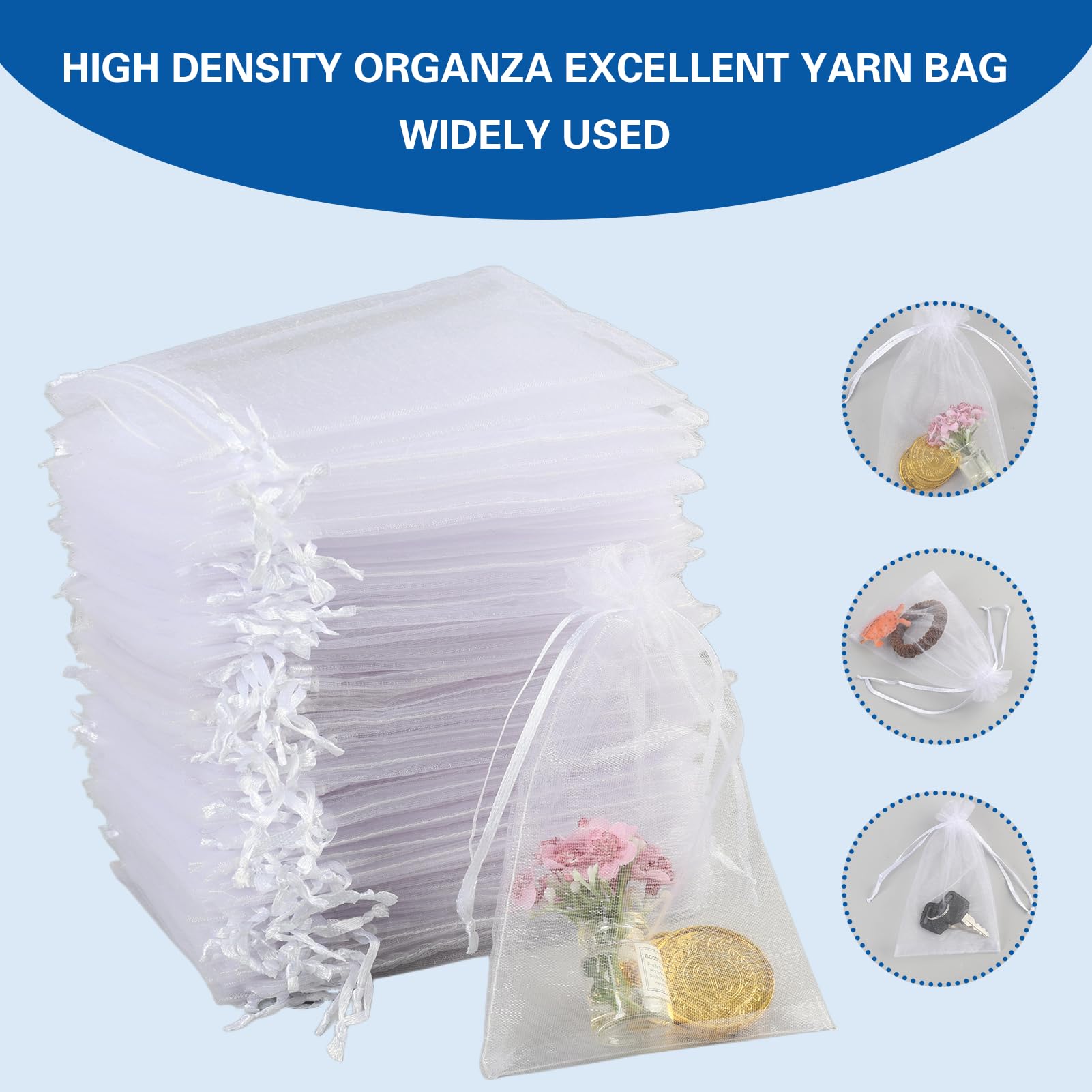 leruiyezs 100 Pcs Bolsas Organza,10x15 cm,Con Cordón,Blancas,para Regalos,Joyas,Dulces Lavanda,para Bodas,Cumpleaños,Navidad,Eventos,Recuerdos,Fiesta,Uso Decorativo,Bolsas Transparentes Para Regalos