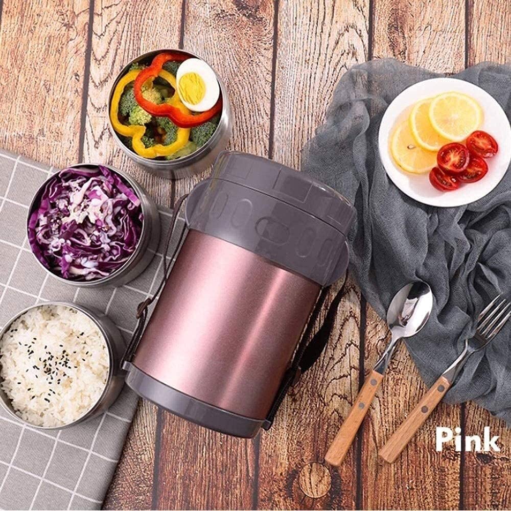 BentoLunchbox Auslaufsichere Isolierflasche Thermobehälter mit Isoliertasche, Edelstahl vakuumisoliert, 1,5 l/2 l, geeignet für Arbeit, Schule, Picknick, Bento-Stil, Mittagessen Lösung O (1,5 l|blu
