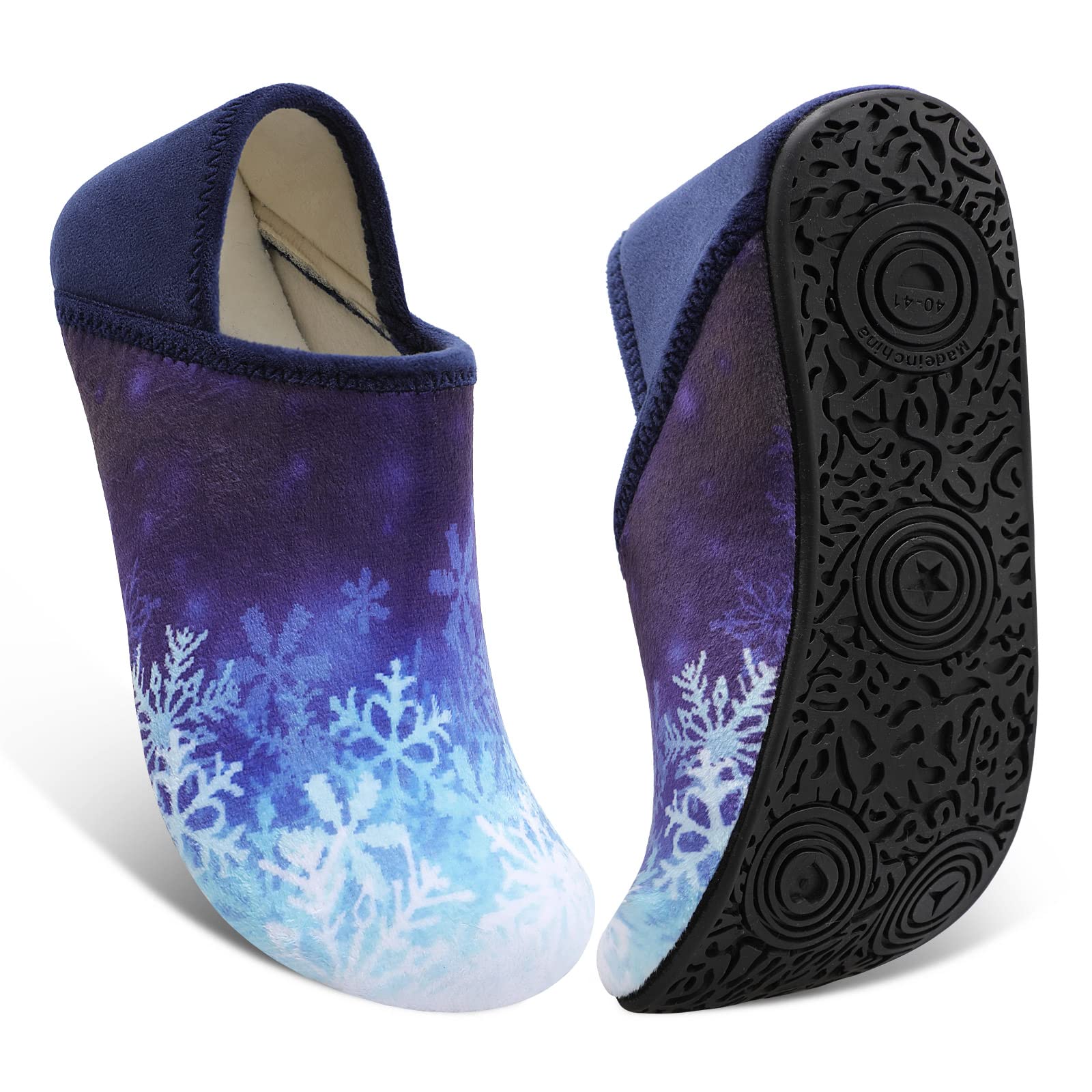 Fires Womens Mens Slippers with Rubber Sole Soft-Lightweight House Slipper Socks Around House Shoes Non Slip Indoor/Outdoor