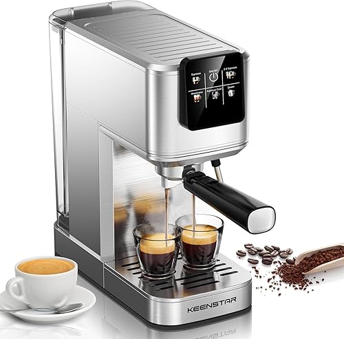 Miniatura 9 de KEENSTAR Máquina de Espresso de 20 Bar con Preparación Rápida en Frío, Cafeteras de Café Caliente y Helado, Cafetera de Espresso de Acero Inoxidable