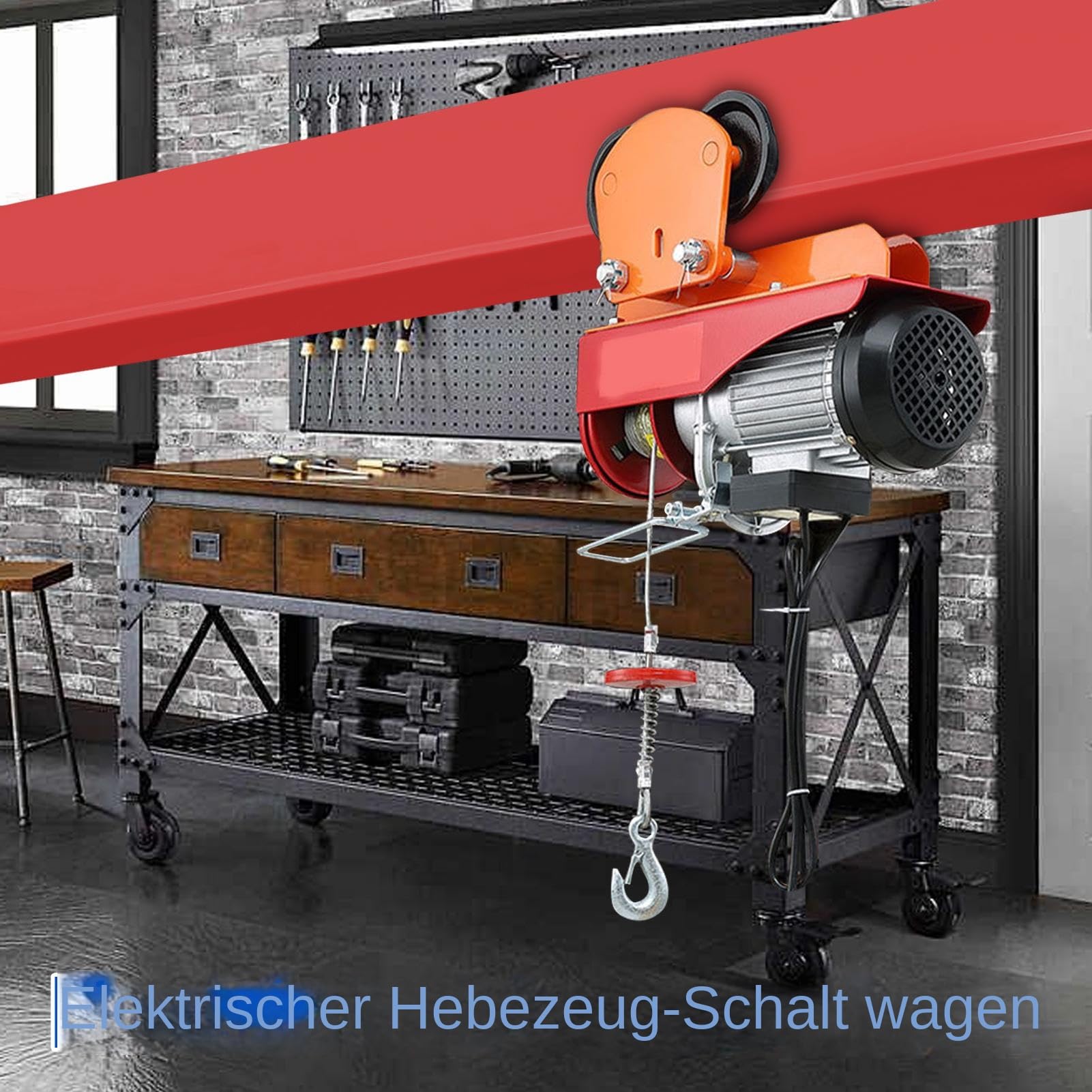 Elektrische Laufkatze mit Hubwinde | Haushalts-Klein Kran,Flexibler Elektro Flaschenzug Handlaufkatze für Lager, Industrie, Garage, Werkstatt, Fabrik und Haushalt
