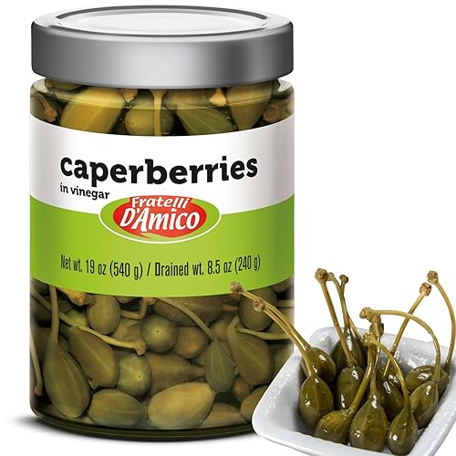 Caperberry, Premium Qulaity, Primera selección, en escabeche, alcaparras, tamaño familiar, 19 oz (540 g), sin OMG, Fratelli D'Amico, producto de