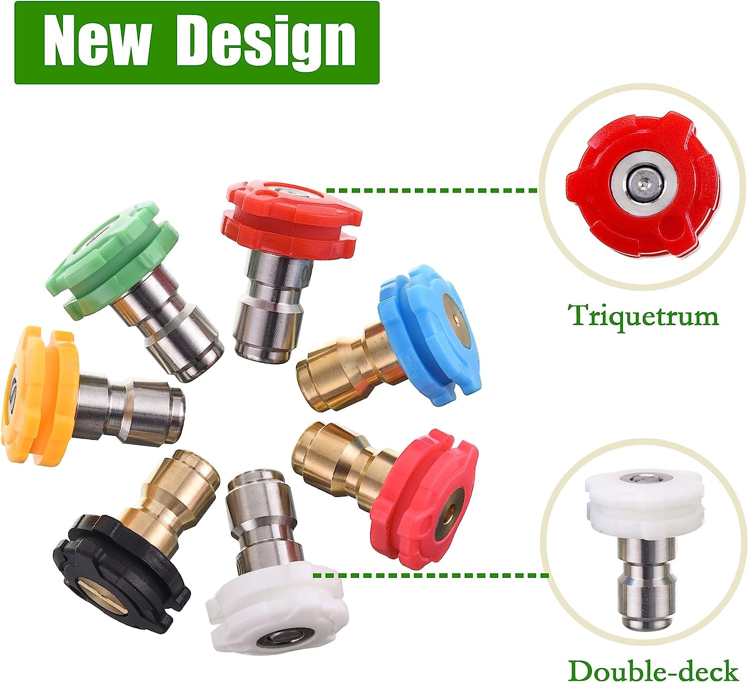 JOEJET Boquilla turbo para lavadora a presión, boquilla giratoria de lavado a presión con conexión rápida de 1/4 pulgadas, 7 puntas de boquilla de pulverización con soporte de boquilla, 3000 PSI,