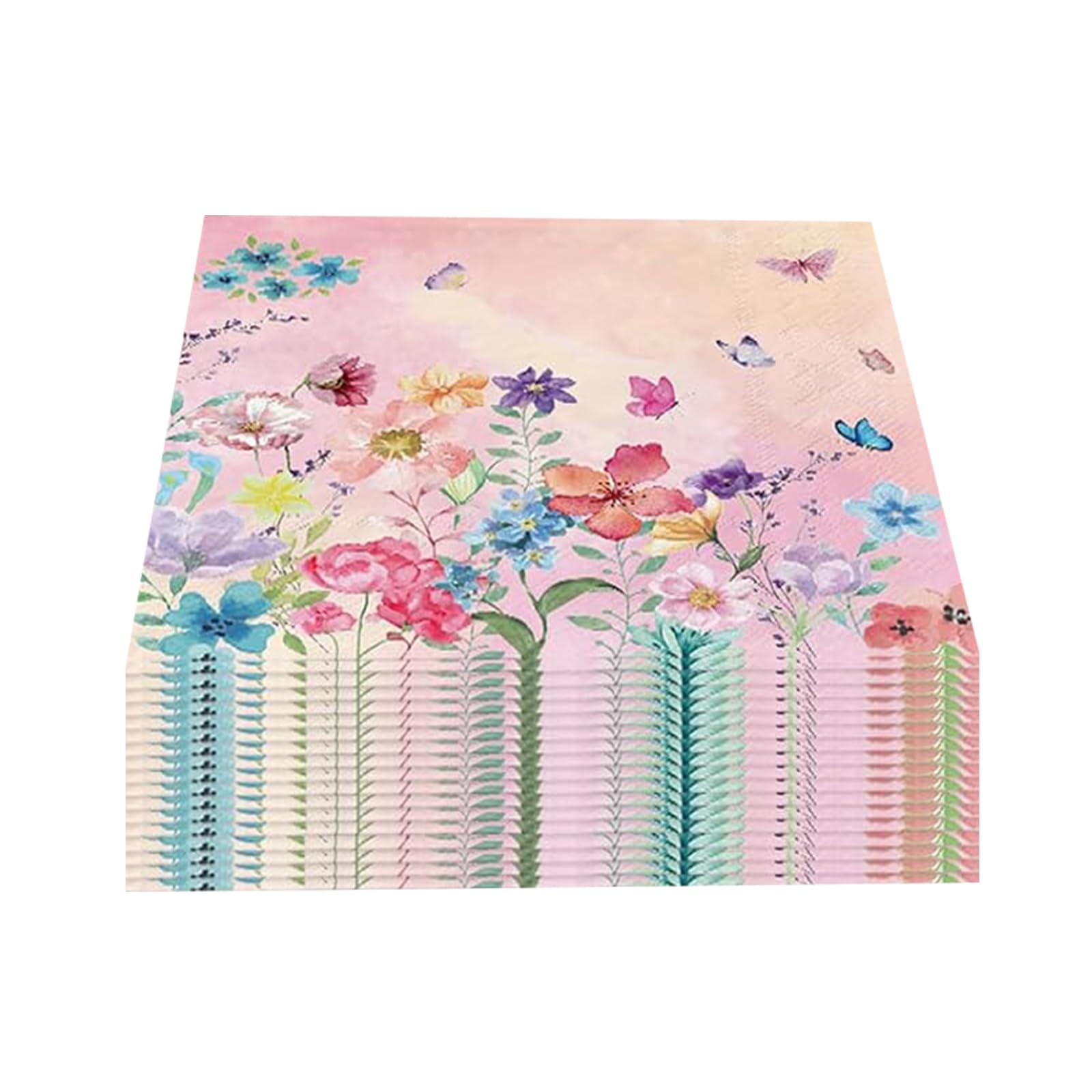 40 Tovaglioli Di Carta Con Farfalle 33x33 Cm - Floreali Rosa Per Feste E Decorazione Tavola