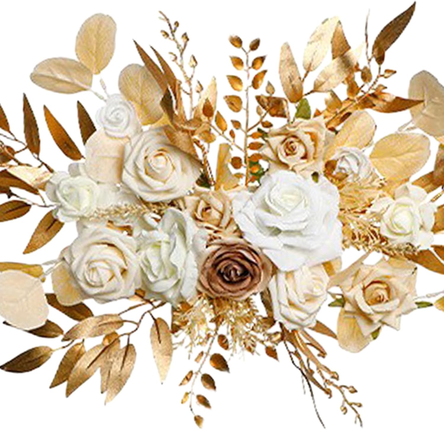 Wedding Arch Flowers Set of 2 Artificial Flowers Swag Arrangements for DIY Wedding Party Ceremony Reception Backdrop Floral Decoration(Champagne)