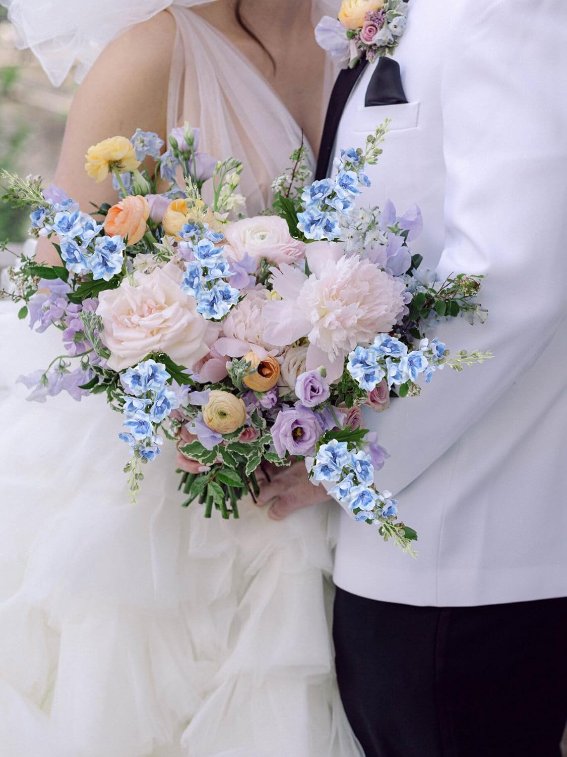 Blue Silk Flowers 6PCS Real Touch Delphinium Artificial Flowers Blue Larkspur Faux Flowers Realistic Tall Flowers for Vase Wedding Centerpieces for Tables Home Decor (Blue)