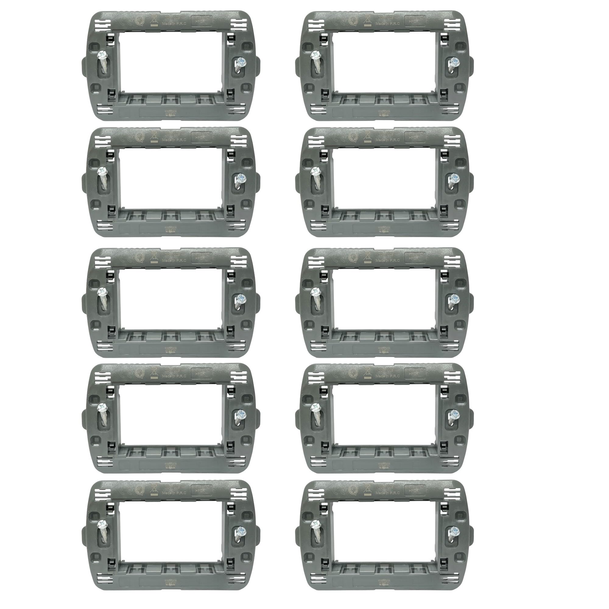 Terryshop74® 10 Supporti 503 3 Moduli Compatibili BTicino Living International – Placca 3 Posti per Cassetta 503 – Telai Supporto Prese e Interruttori – Kit 10 Pezzi