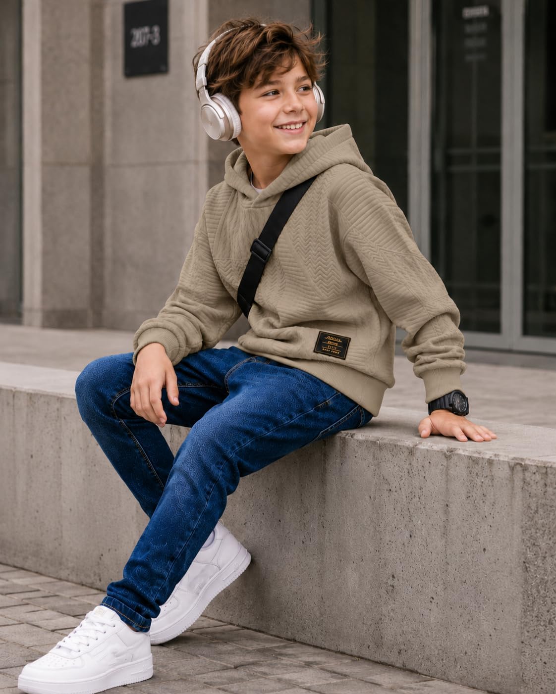 Boy Outfits Long Sleeve Hoodie and Jean Pants Sets Fall Winter Clothing Set Sizes 5-12 Years image 3
