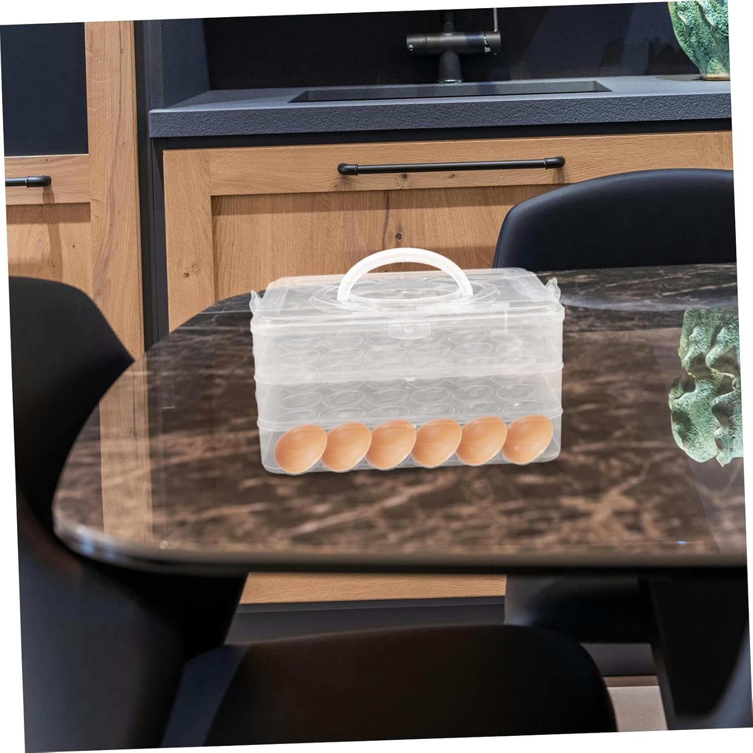 Transparent Tray with Lid Portable Storage Container for Refrigerator Holder with Handle for Parties and Everyday Use