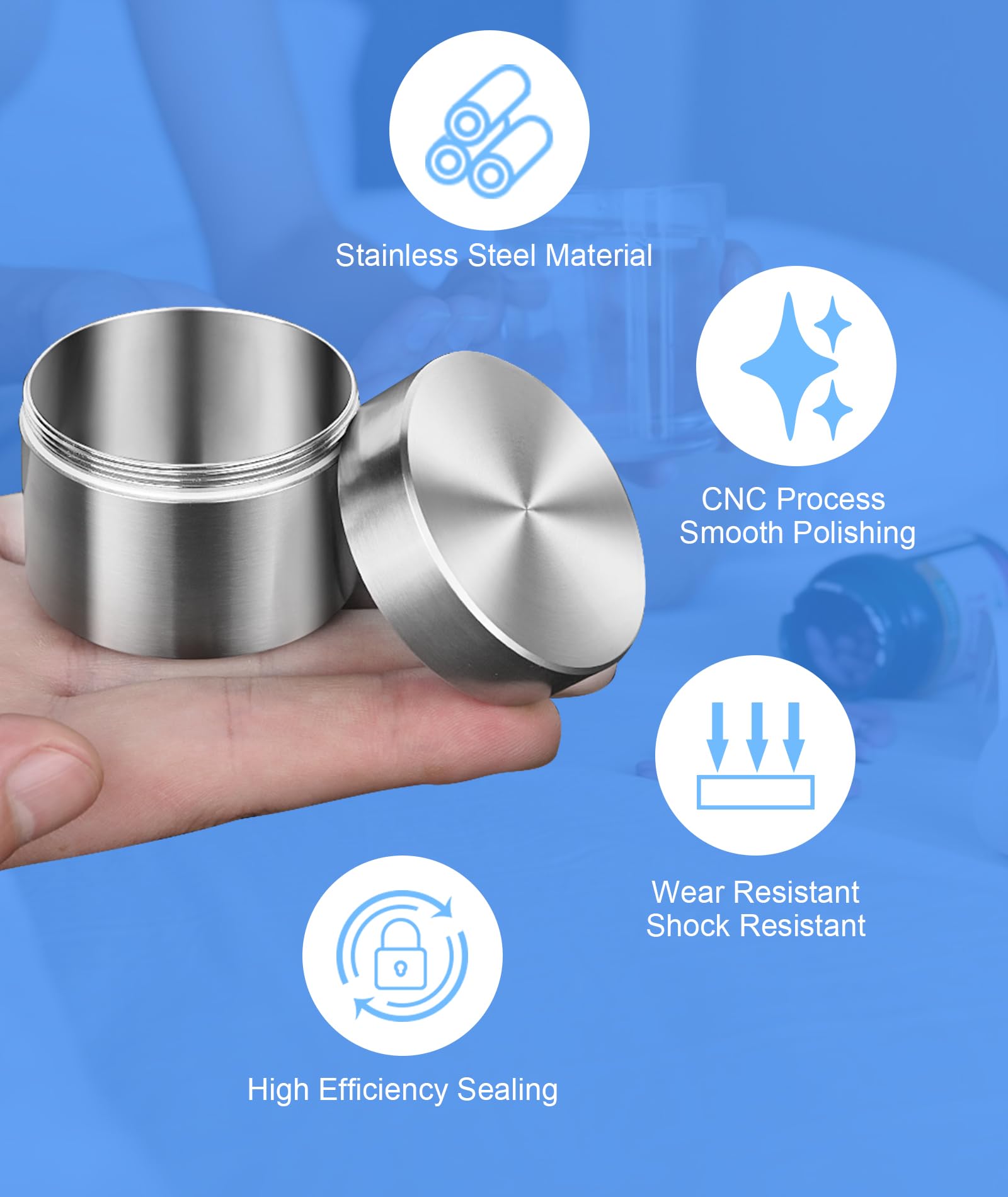 Torchesy Smell Proof Container Cnc Small Tins with Lids Smell Proof Jar Box Mini Spice Containers Tea Storage Coffee Tea Sugar Set Smell Proof Pot(1 x S) - Image 2