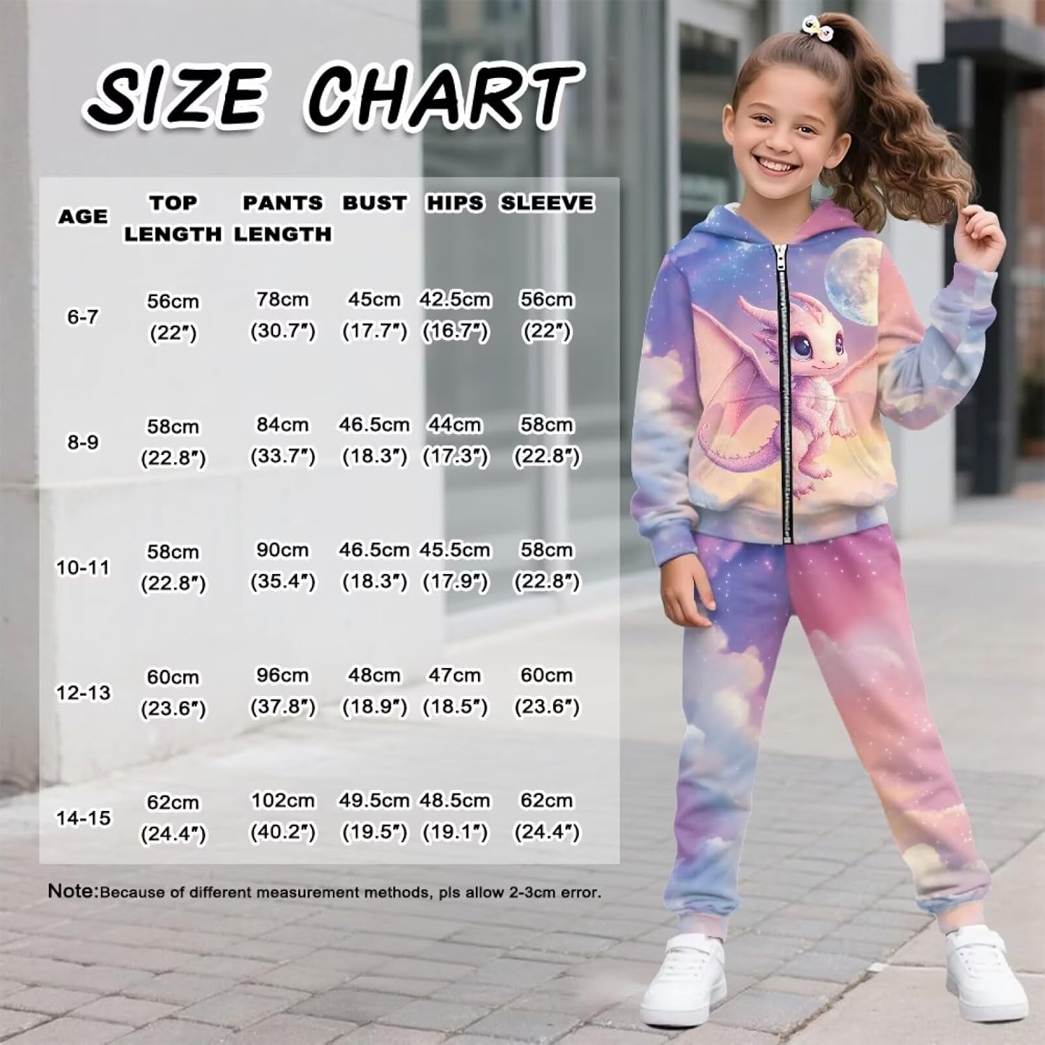 2 Piece Tracksuit Pant Sets with Pockets for Girls Zip up Hoodie Sweatpants (Size: 6-15)