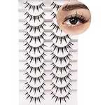 Losha Lashes Manga Lashes Natural Look Wispy False Eyelashes with Clear Band 10 Pairs Faux Mink Lashes Look Like Individual Cluster Lashes (Demon)
