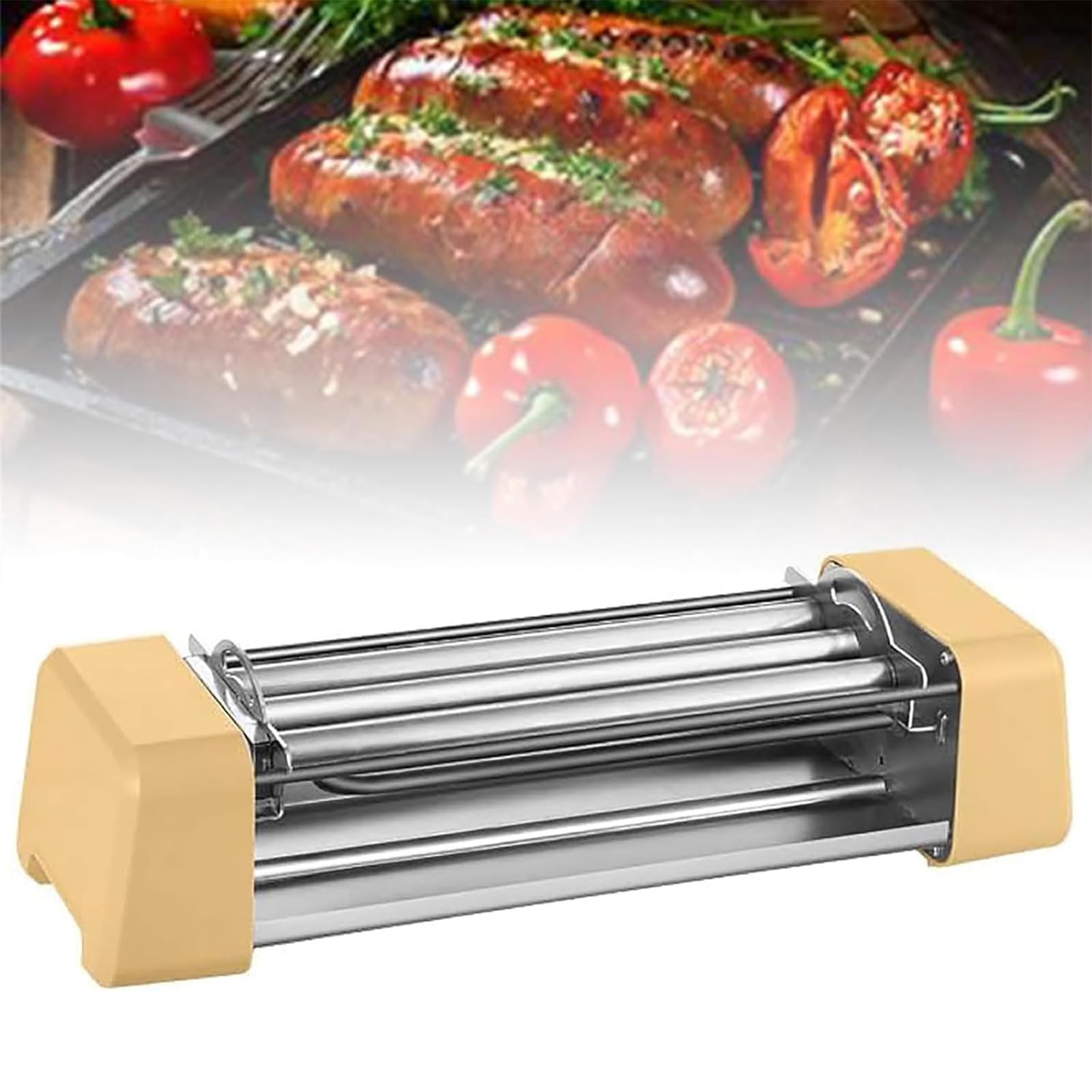 Máquina Cocción Salchichas La Barbacoa, Máquina Salchichas La Barbacoa Sobremesa, Rango Temperatura: 0-200 ℃, Número Rodillos: 3/5 Tubos, Diseño Desmontable, para Pequeñas Tiendas