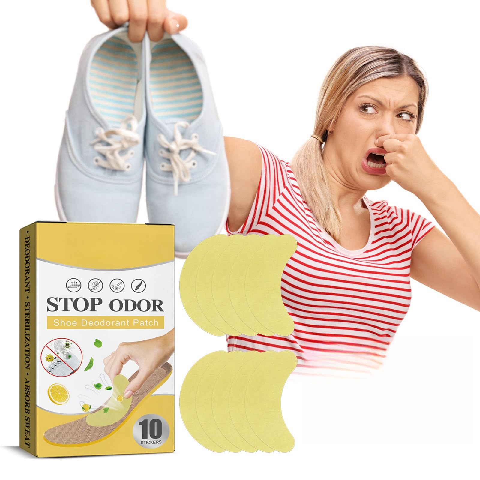 Shoe Deodorant Patch 10-Pack Effective Odor Elimination, Sweat Absorption, Long-lasting Freshness, Freshens up the Shoe Interior, Concealed and Discreet, Say Goodbye to Sweaty and Smelly Feet