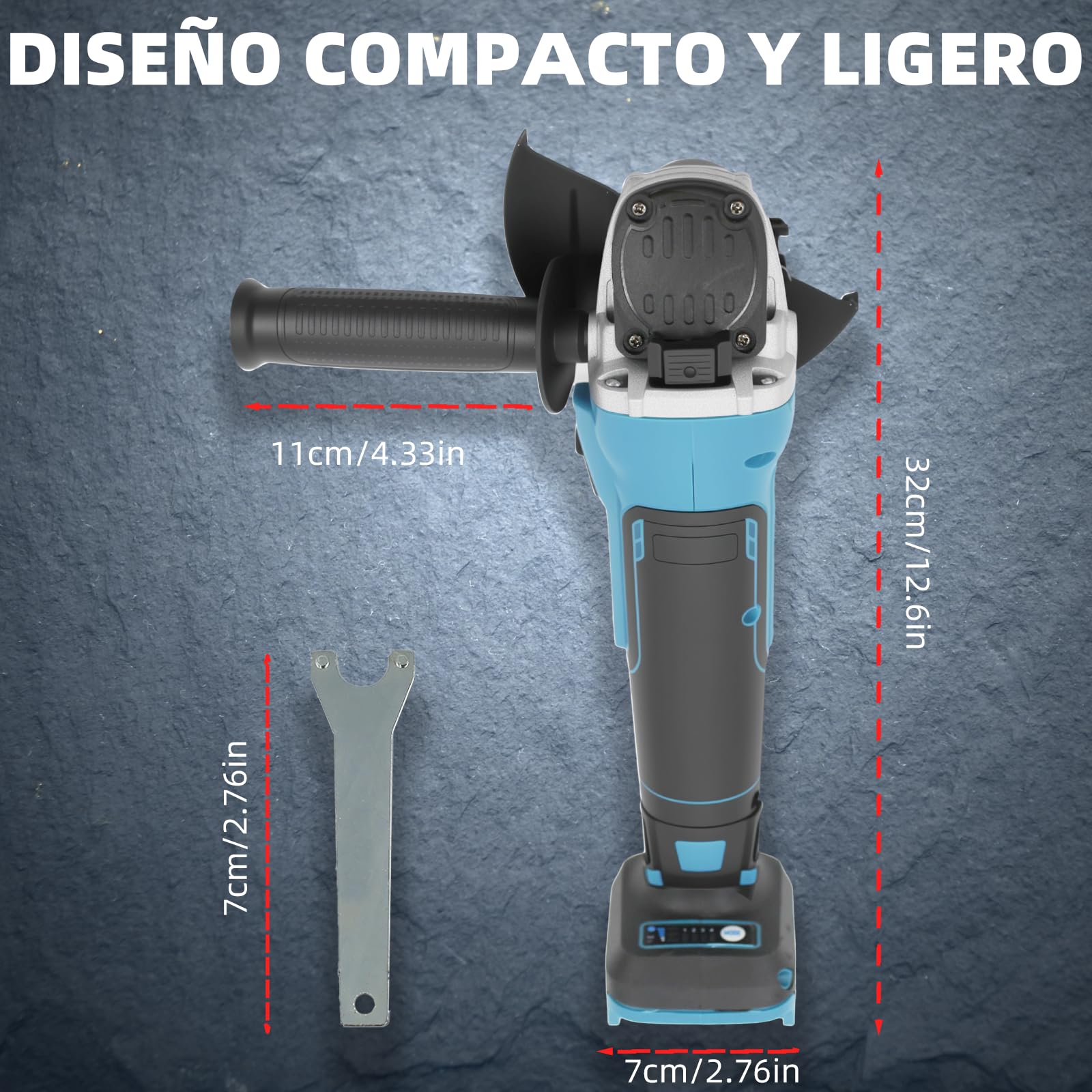 Amoladora angular con batería compatible con Makita 18 V, 8500 rpm, control de velocidad de 4 niveles, disco abrasivo de 125 mm con llave de lijadora para lijar, cortar y pulir (sin batería)