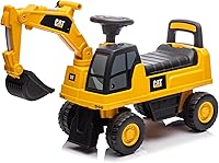 Licensed CAT Excavator Ride-On Push Car for Toddlers - Rotating Bucket, Music Steering Wheel, Under-Seat Storage - BestRideOnCars Digger Toy