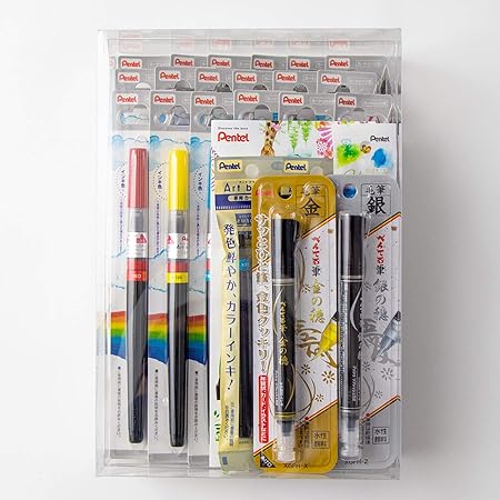 Amazon ぺんてる カラー筆ペン アートブラッシュ18色 金銀 おまけカートリッジ みず筆付 Amz Xgfl18sp 筆ペン 文房具 オフィス用品 Amazon ぺんてる カラー筆ペン アートブラッシュ18色 金銀 おまけカートリッジ みず筆付 Amz Xgfl18sp 筆ペン 文房具 オフィス用品