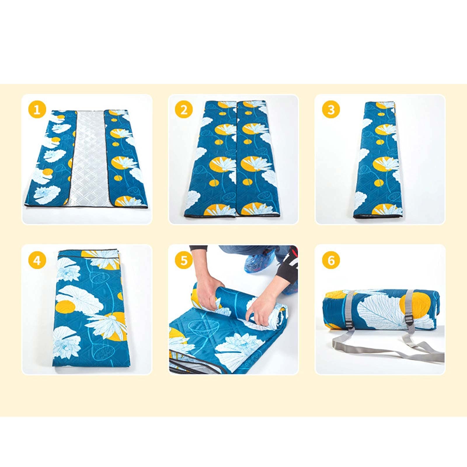 Couverture de Pique-Nique Imperméable, 200x200 CM Portable Tapis Pique Niques, Natte de Plage Nappe Picnic pour Jardin Extérieur (Color : Navy Blue)