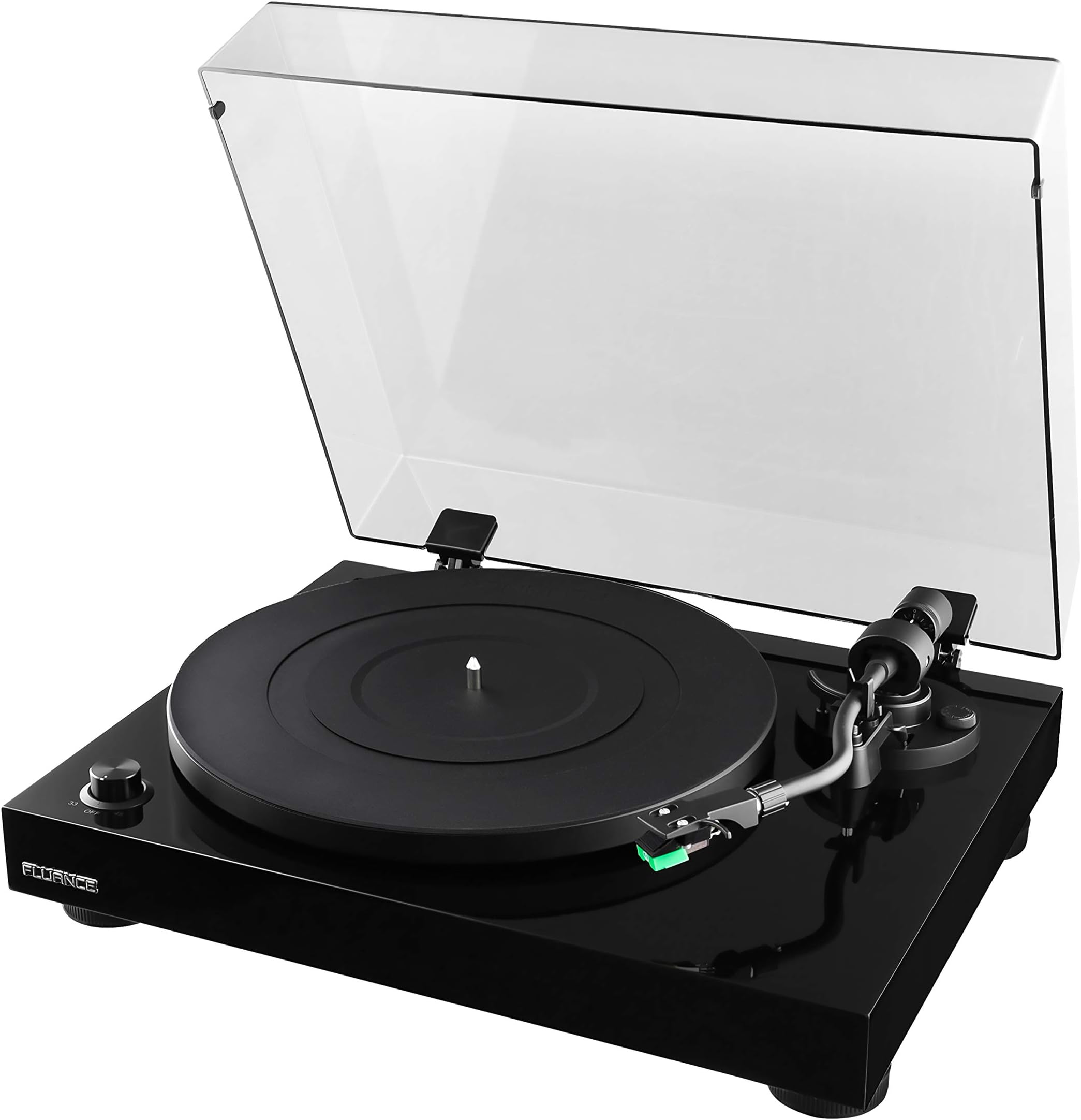RT81 Elite High Fidelity Vinyl Turntable Record Player with Audio Technica AT95E Cartridge, Belt Drive, Built-in Preamp, Adjustable Counterweight, High Mass MDF Wood Plinth - Piano Black