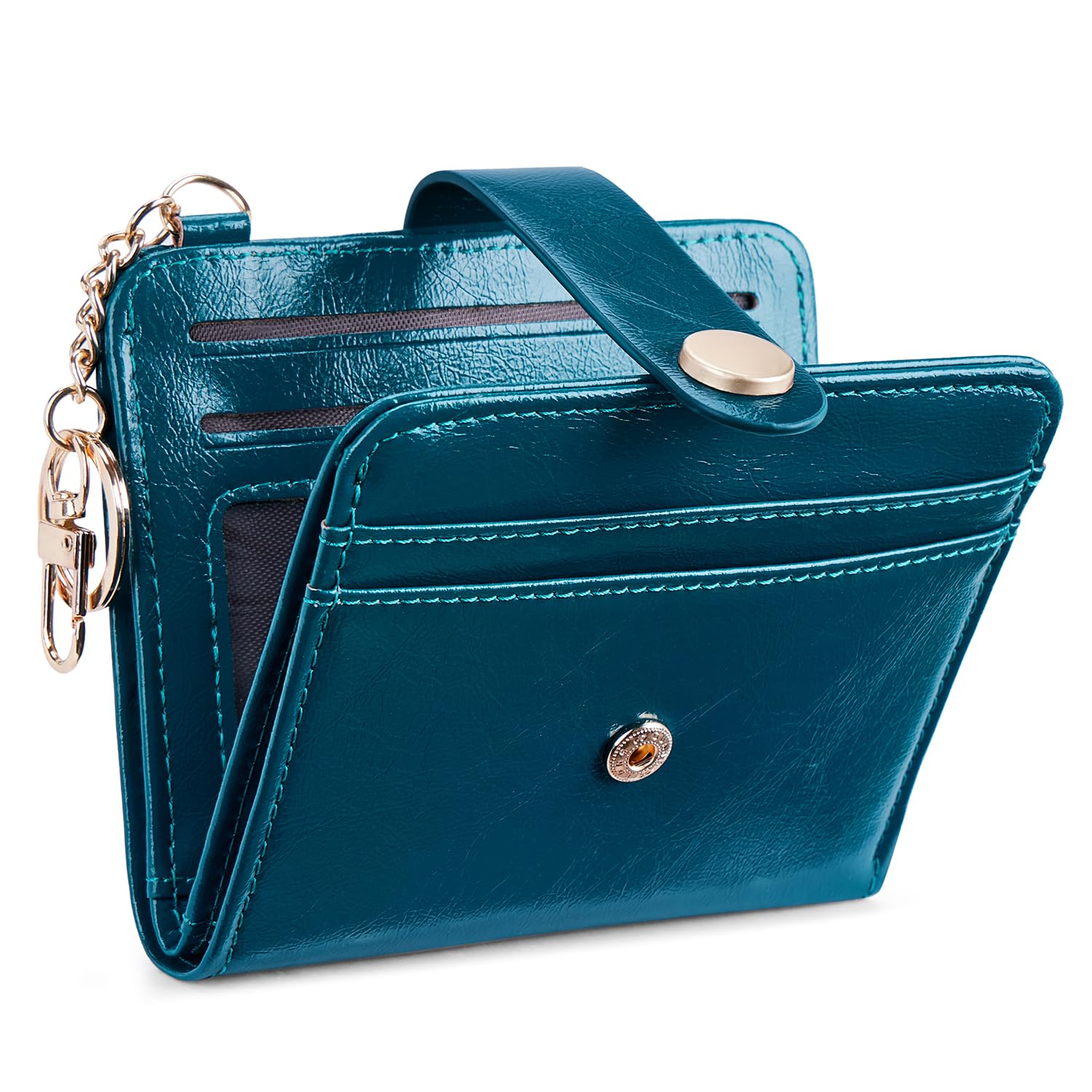 POIUGOYA Slim Wallet for Women,RFID Blocking Bifold Credit Card Holder with Zipper Coin Pocket,ID Window,Keychain