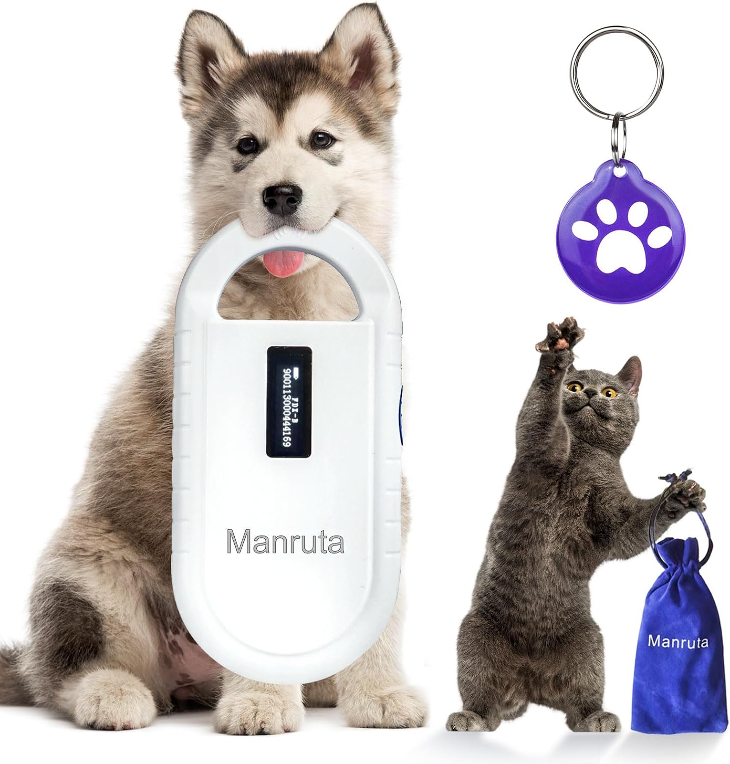 Manruta Pet ID Microchip Scanner,134.2khz ISO Microchip